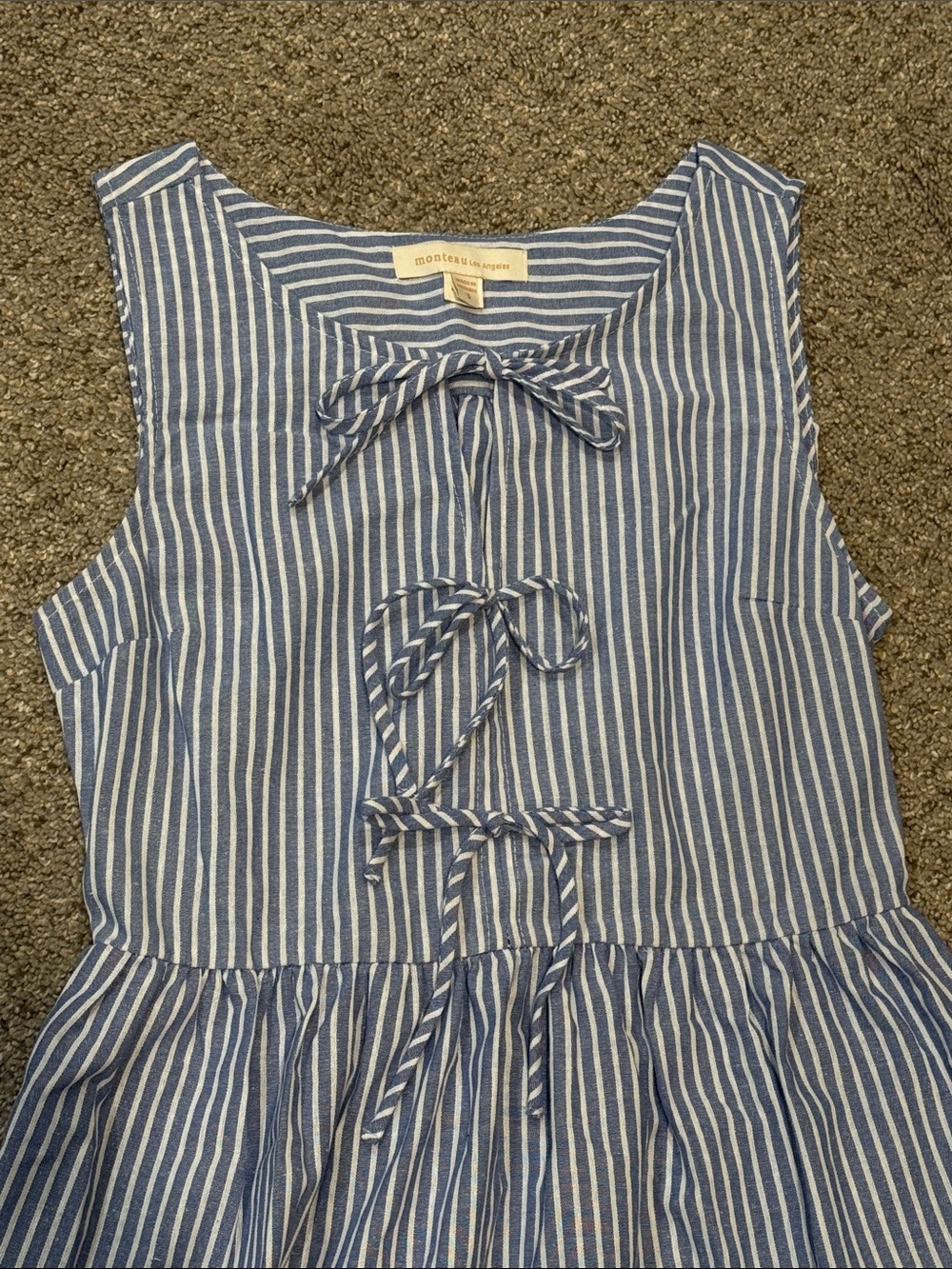 Striped Bow Front Dress - Picture 2 of 10